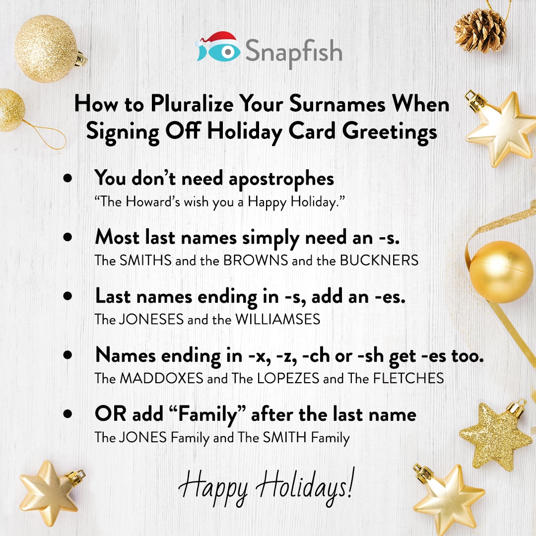 A list of tips when signing a Christmas card from the family