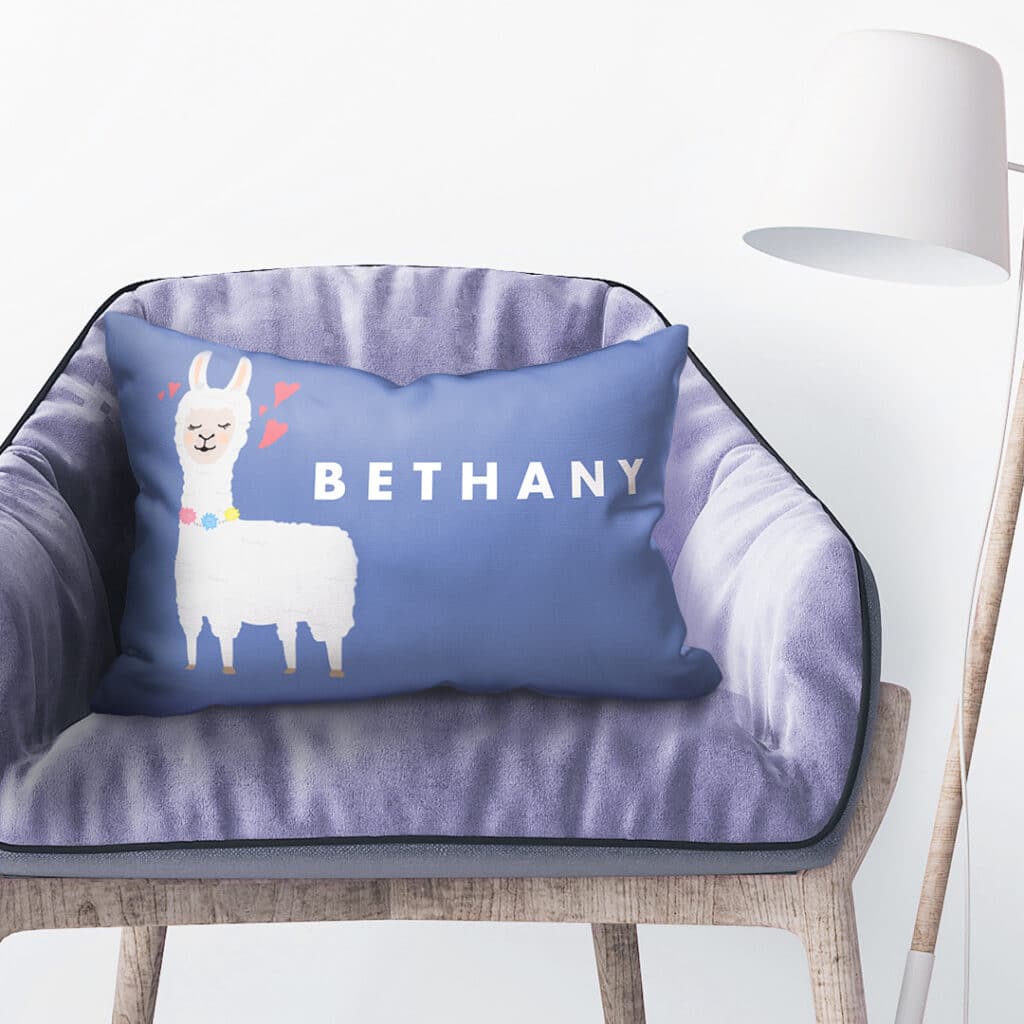 Custom Throw Pillow (Lovely Llama)