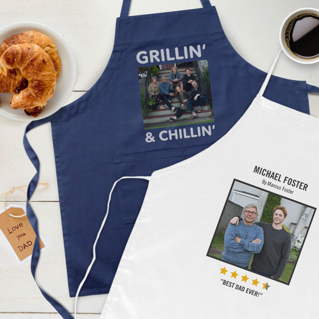 Two aprons on a table