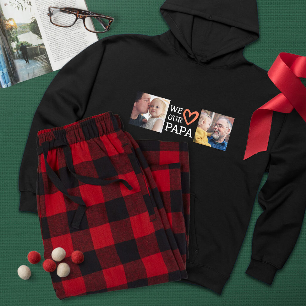 Black and Red pajama pant and black hoodie