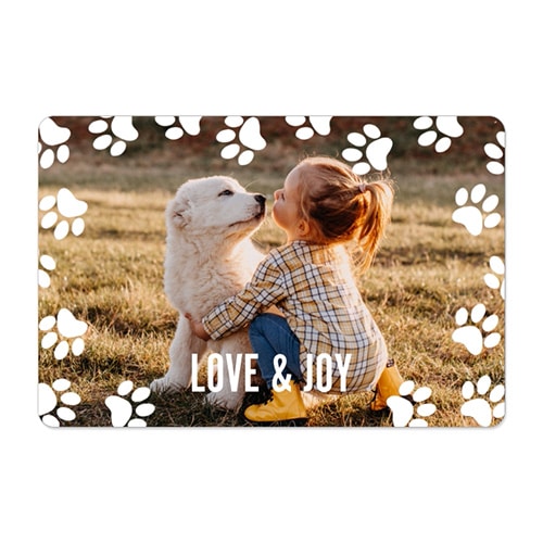 photo magnet with picture of little girl and dog
