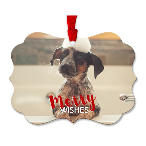 aluminum photo ornament with picture of a dog
